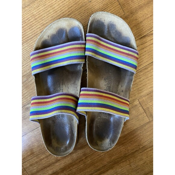Birki’s X Birkenstock Curacao II Stretch Rainbow Sandal Size M 8 W 10 Slide Vaca - Picture 1 of 10